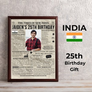 Indian Birthday Gift, Personalized Desi 25th Birthday Poster, Back in 1999 India, Sikh Hindu Punjabi 25th Fun Facts