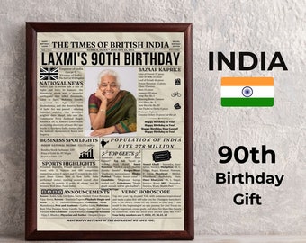 90th Birthday Newspaper Sign 1934, 90th Birthday Gift for Men or Women, Back in 1934, 90th Birthday Decorations, Gift for Him, Gift for Her