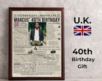 Regalo per il 40° compleanno per lui, giornale personalizzato per il 1984, decorazioni per feste di compleanno per lui/lei, regalo di compleanno personalizzato per uomini o donne