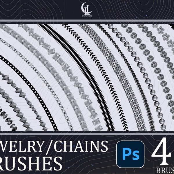 43 Photoshop Jewelry Brushes, Chain Brush, Photoshop Jewelry Brush, Chain Brushes for Photoshop, Chain Brushset