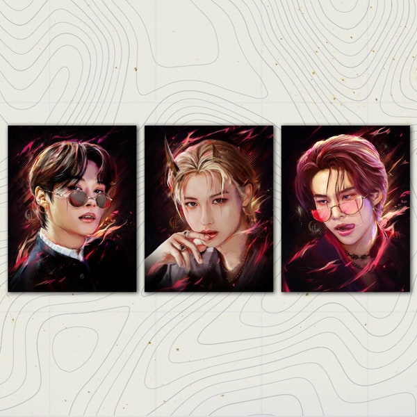 Stray Kids - Ichor-holics Serie - Ichor-holics Serie - Stray Kids - Hyunjin - Felix (ca. A5) SKZ , Danceracha - Wandkunst - Fanart