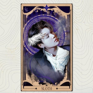 Suga - BTS, Siete Pecados Capitales, Pereza (Aprox. A5 Impresión de Arte) - Arte de pared - Póster - Carta del Tarot - Fanart