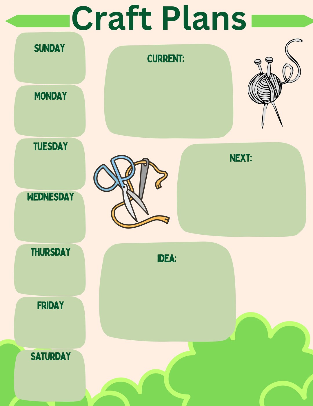 Craft Plans Worksheet - Etsy