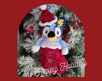 Blue Puppy in Christmas Boot crochet pattern