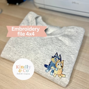 Bingo Embroidery, Blue Dog, Embroidered Design, Blue Dog embroidery, Design only, Digital download, embroidery