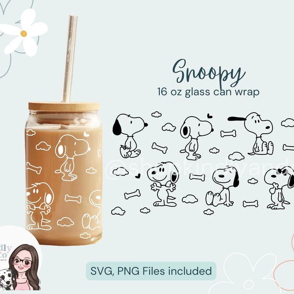 Snoopy Cup Wrap, Cute Cup wrap, Iced Coffee, SVG Cup Wrap, Digital Download, Flowers, 16oz Cup wrap, SVG, PNG, cricut files, Dog cup wrap