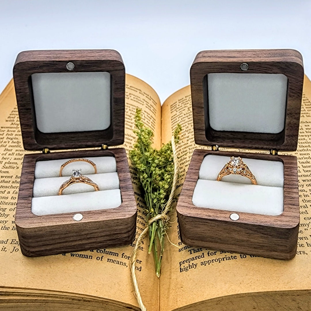 Double Slot Minimalist Ring Box for Proposal Engagement and Wedding ...