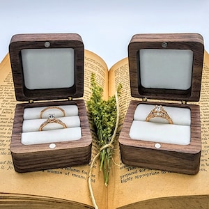 Double Slot Minimalist Ring Box for Proposal Engagement and Wedding Photography | Wooden Rustic