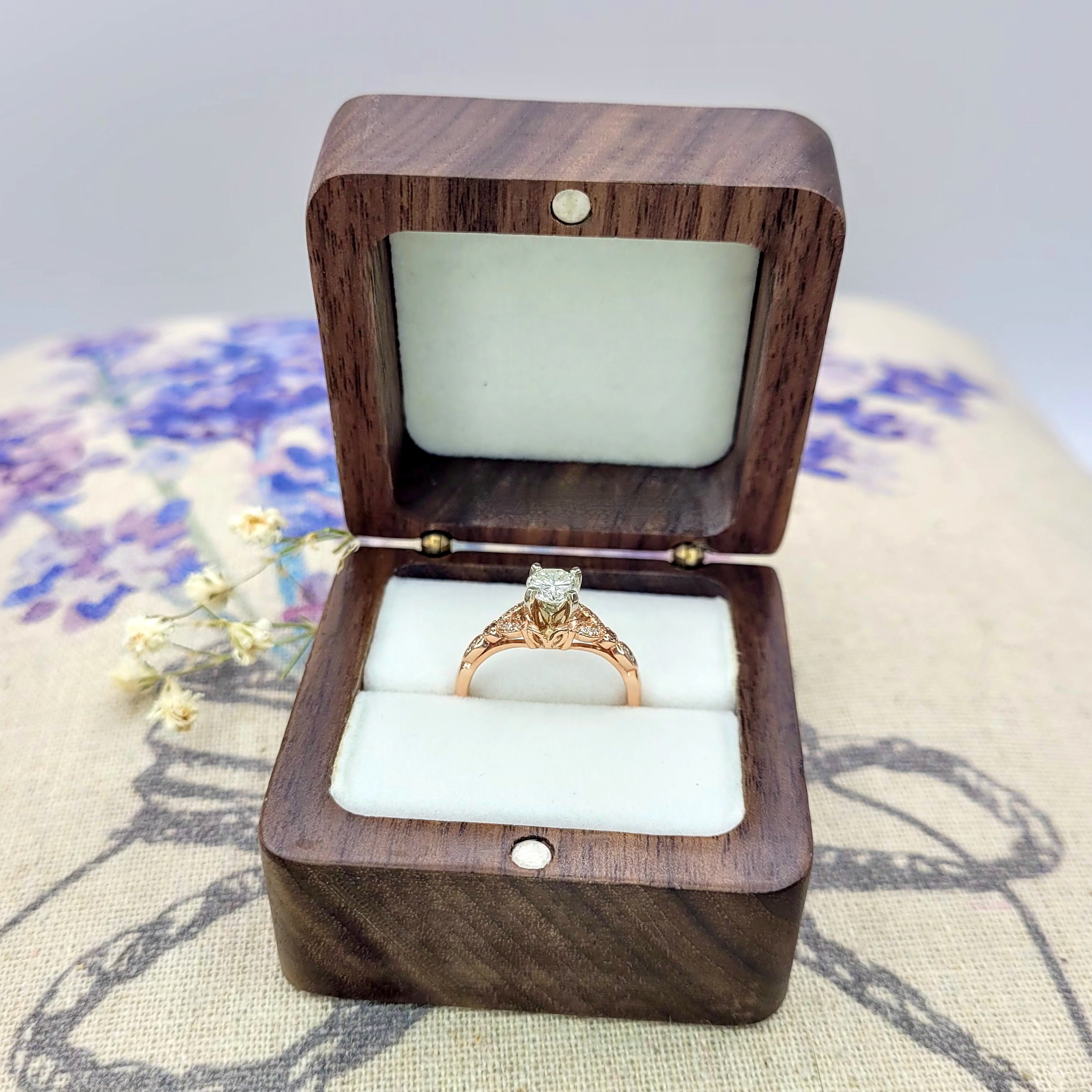 Thin Rotating Engagement Ring Box, Anniversary Gift, Wooden Ring Box, Hand  Made Proposal Box, Valentine's Gift, Walnut Rectangle, Woodsbury - Etsy