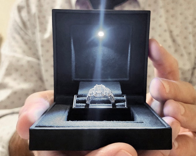 Engagement Ring Box for Proposal Slim Ring Box With Light Proposal Ring