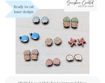 summer stud svg bundle, laser cut earring file, laser earring file, stud earring svg