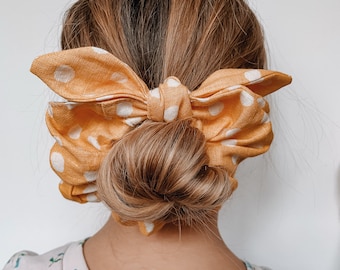 Leinen 100% Band Scrunchie Erdtöne Skandinavische Leinen Haarschleife Zero Waste Pferdeschwanz-Halterung