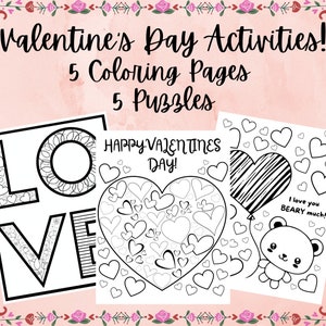 10 Valentine&#39;s Day Printables, Valentine&#39;s Day Coloring Pages and Activities and Puzzles | Word Search, Maze, Word Scramble, Logic Puzzle
