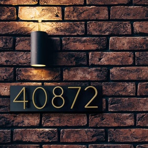 Gold Metal House Number Address Sign Modern Vertical Horizontal Address Sign Home plaque Modern Plaque House sign House numbers residential sign