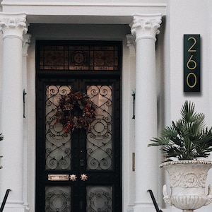 Gold Metal House number Vertical house sign Horizontal plaque address number Modern Plaque House sign House numbers residential sign
