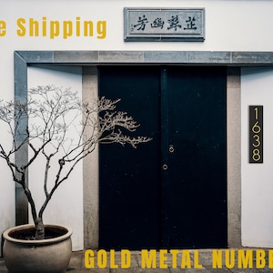Gold Metal House Number Address Sign Modern Vertical Horizontal Address Sign Home plaque Modern Plaque House sign House numbers residential sign