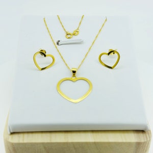 18K Gold Heart Contour Jewelry Set