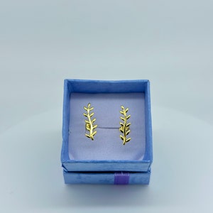 18K Gold Leaf Stud Earrings