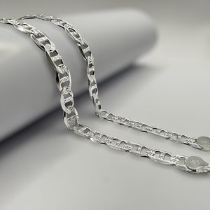 Sterling Silver 925 Flat Marina 1 Sided 180 Diamond Cut Bracelet