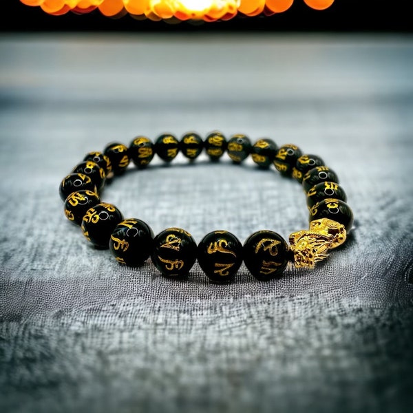 Lucky 18K Gold Black Obsidian PIXIU Bracelet (PIYAO)