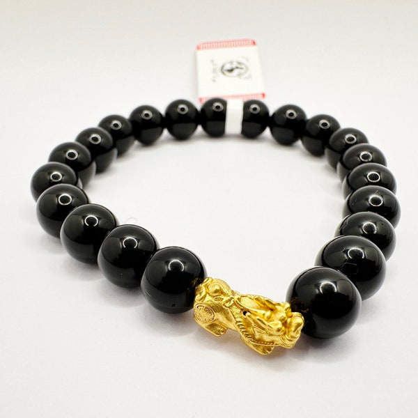Lucky 18K Gold Black Onyx PIXIU Bracelet (PIYAO)