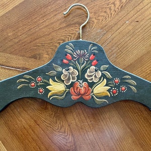 Vintage Hand Painted Wooden Clothes Hanger