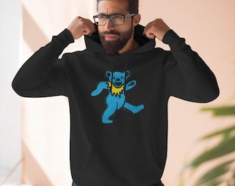Felpa con cappuccio "Orso blu danzante" / Maglione "Orso dei Grateful Dead"