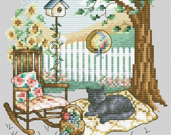 Seasons Cross Stitch Pattern PDF. Summer Nap - Counted cross stitch chart, Instant download PDF