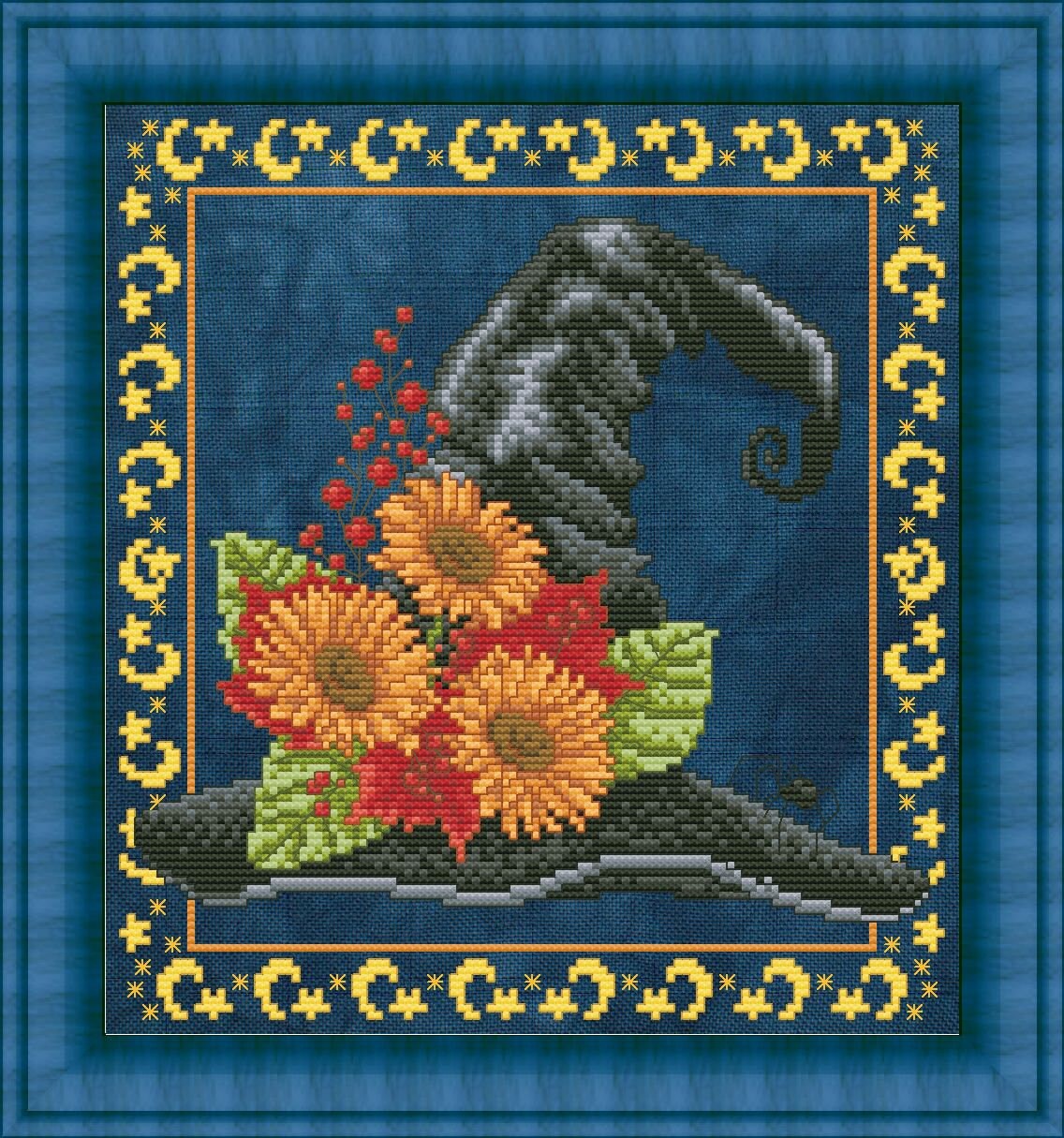 Witch's Hat Halloween Counted Cross Stitch Pattern PDF, Embroidery ...