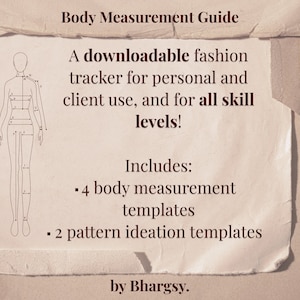 Detailed Body Measurement Template | Sewing Project Planner | Fashion Template tool