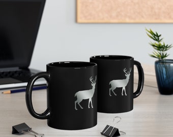 Sleek Modern Deer Design 11oz Black Mug