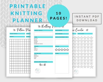 Ultimate 10 Page Digital Knitting Planner | Easy Printable PDF Digital Crafting Project Planner Journal Agenda Pages Bundle Instant Download