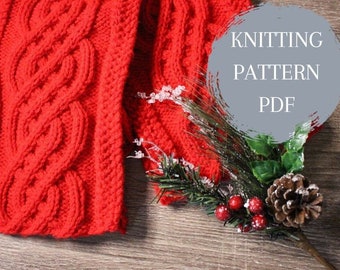 CHARLOTTE SCARF | Easy Celtic Cable Scarf Knitting Pattern Digital Download Unisex Winter Scarf PDF