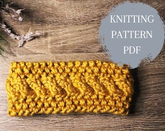 KAYLA EARWARMER | Easy Cable Knitted Ear Warmer Digital Download Women's Winter Ear Warmer Pattern PDF