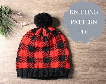 BUFFALO PLAID HUT | 100% Baumwolle Strickmuster für karierte Mützen