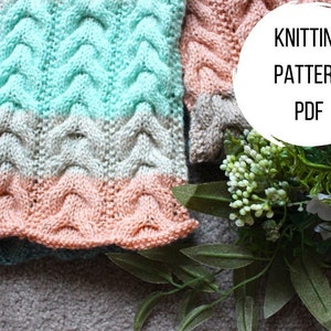CHELSEA SCARF | Easy Horseshoe Cable Scarf Knitting Pattern Digital Download Women's Winter Scarf Accessory PDF