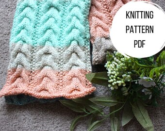 CHELSEA SCARF | Easy Horseshoe Cable Scarf Knitting Pattern Digital Download Women's Winter Scarf Accessory PDF