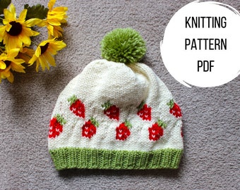 ERDBEER SHORTCAKE HUT | Easy Spring Berry Edge Hat Pom Pom Muster Damen Hut Digitaler Download Pdf