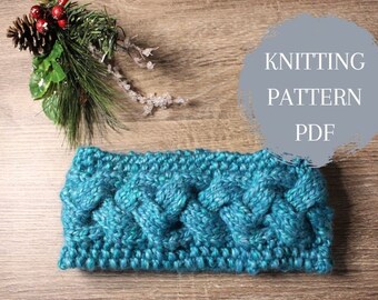 BAILEY EARWARMER | Easy Knit Braided Earwarmer Knitting Pattern Digital Download Women's Ear Warmer PDF