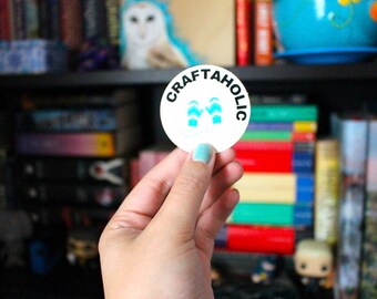 Craftaholic | 2 Inch Vinyl Sticker Knitting Crochet Homemade Craft Glossy Decal Tag Laptop Agenda Notebook Sticker