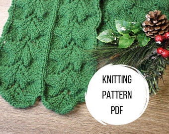 FIONA FOLIAGE SCARF | Easy Leaf Lace Scarf Knitting Pattern Digital Download Woman's Winter Scarf pdf