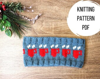 COZY MUG EARWARMER | Easy Coffee Hot Chocolate Tea Mug Fair Isle Knit Unisex Ribbed Ear Warmer  Pattern Digital Download pdf