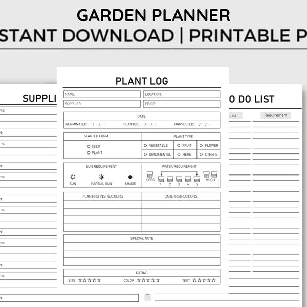 Garden Planner Printable, Gardening Log, Garden Journal, Gardening Organizer, Gardening Binder, Gardening Logbook, Gardening Book, Planting