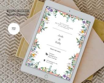 Invitación de boda elegante / Invitación de boda minimalista editable / Invitación de boda moderna / Invitación de boda imprimible / Invitación de fiesta.