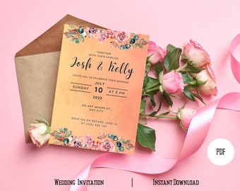 Wedding Invitation | Editable Minimalist Wedding Invite | Modern Wedding Invite | Printable Wedding Invitation | Party Invitation |PDF Print