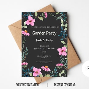 Garten Hochzeit Einladung Party | Bearbeitbare minimalistische Hochzeitseinladung | Moderne Hochzeitseinladung | Druckbare Hochzeitseinladung | PDF