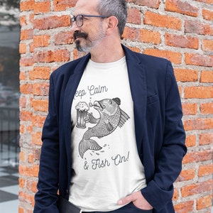 Keep Calm and Fish On Unisex T shirt for Fishing Enthusiasts