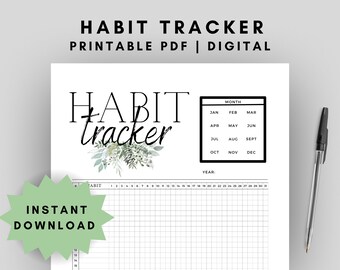 Habit Tracker Printable, Habit Tracker Digital Download, Goal Organizer, Daily Planner, Habit Organizer, Habit Journal, Monthly Tracker