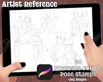30 Procreate Couple Pose Stamps Anatomy Various Poses Reference + .png Images