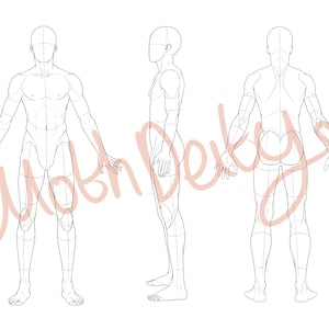 Character Reference Sheet Base Template Male and Female 6 Stamps + .png ...